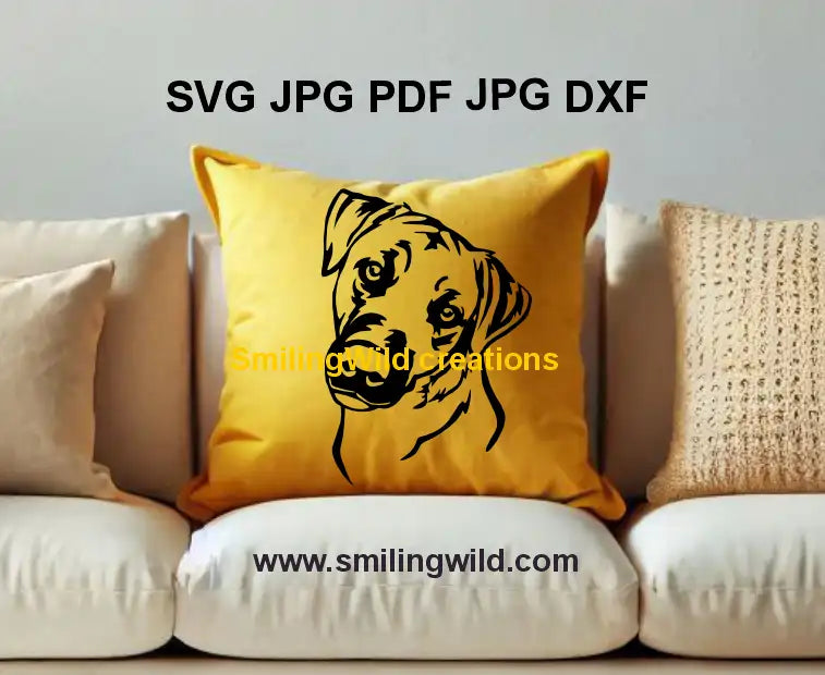 Cricut-ready Black Mouth Cur SVG, PNG, DXF - pet portrait for engraving projects