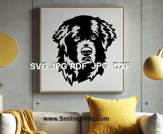 Majestic Newfoundland dog svg and png vector file for engraving and DIY projects