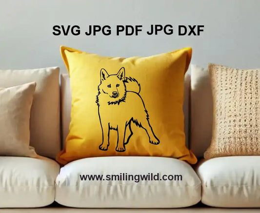 Black Norwegian Buhund dog svg and png vector graphic for laser cutting and engraving