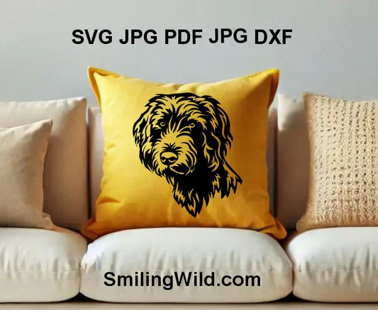 Black Pudelpointer dog portrait DXF clipart for laser engraving and custom gifts