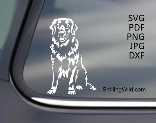 Mockup of the Dog White Vector Clipart applied to a black surface (car window), demonstrating the design visibility and quality for vinyl decals.