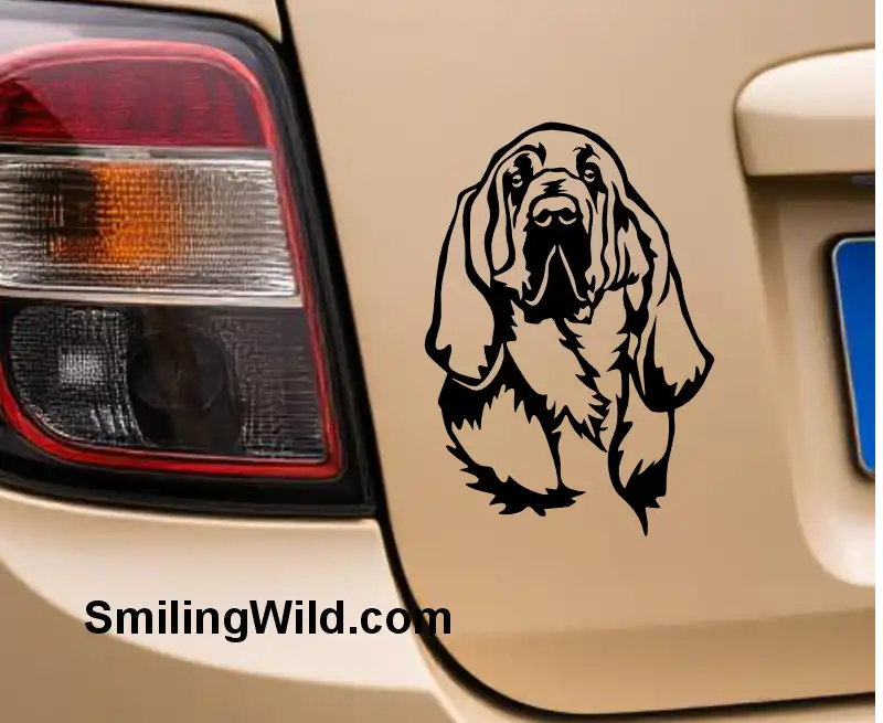 a car sticker of a Hunting Bloodhound dog face made of SVG file for Cricut and laser cutting