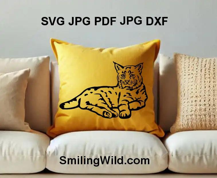 Bobcat lying full body SVG and DXF vector – ideal for wildlife crafts, laser cutting, and engraving
