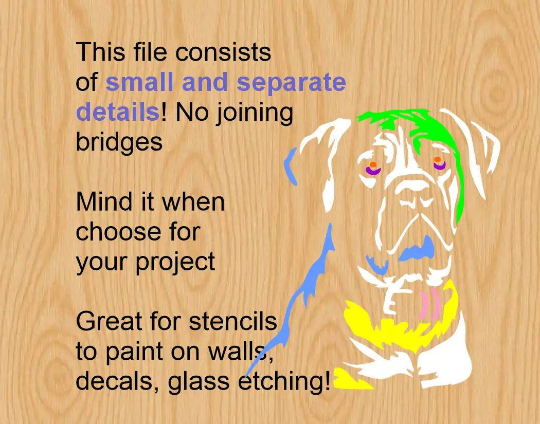 Separate detail display of a boerboel white cutting file in SVG and DXF vector graphics