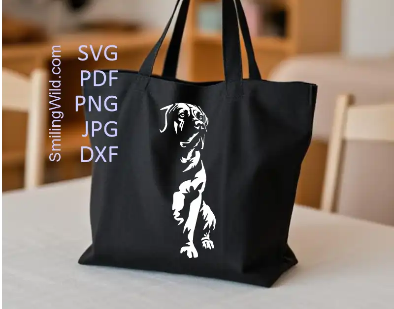 Boerboel clipart white on transparent PNG file for t-shirt and digital design.
