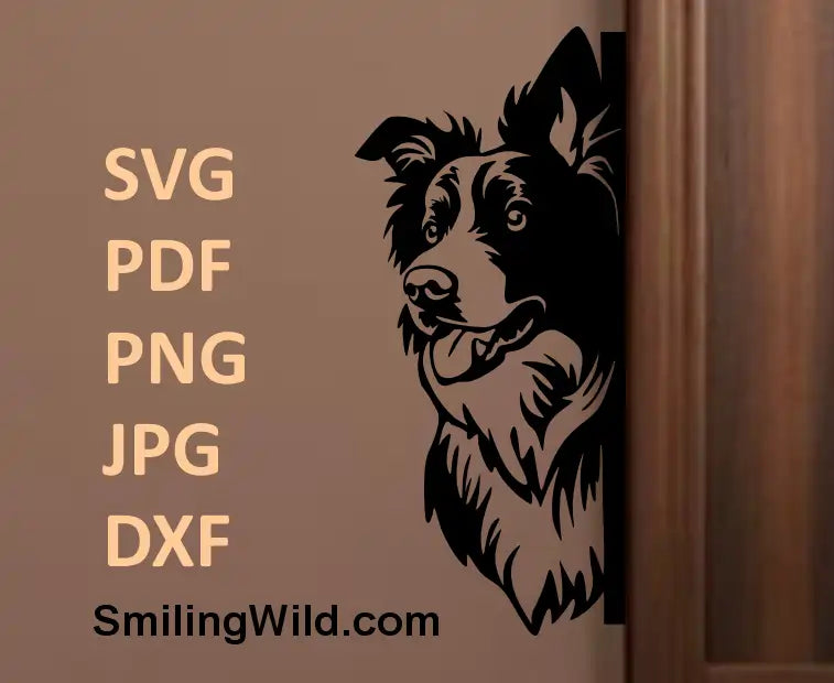 Border Collie laser cutting file – Peeking dog design for Glowforge and wood signs