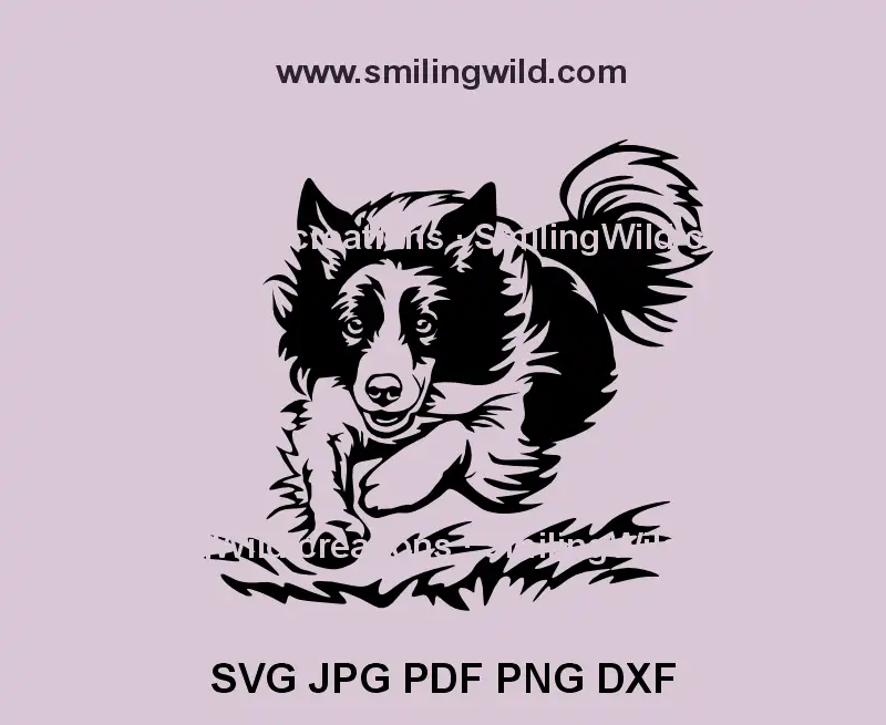 Running Border Collie clipart in SVG format for herding dog-themed crafts and DIY projects