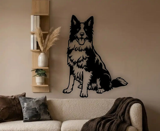 Border Collie SVG and DXF single piece vector cut file for metal art and signs