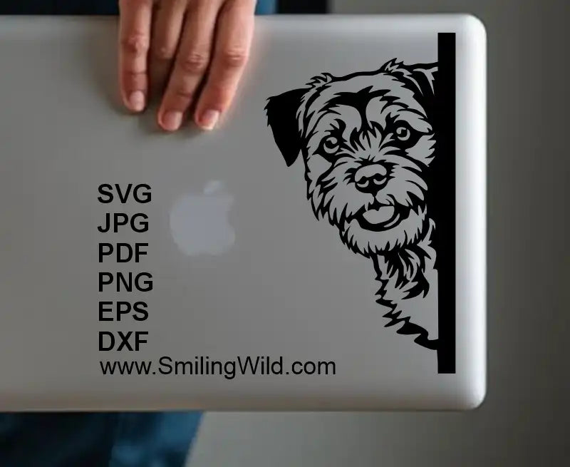 Peeking Border Terrier dog digital laser cutting artwork – SVG, PNG & DXF files for Glowforge, Silhouette, and xTool use