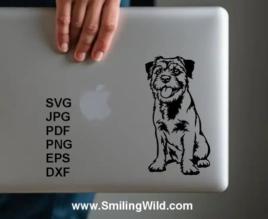 SVG and DXF clipart bundle of Border Terrier full body used as laptop sticker design