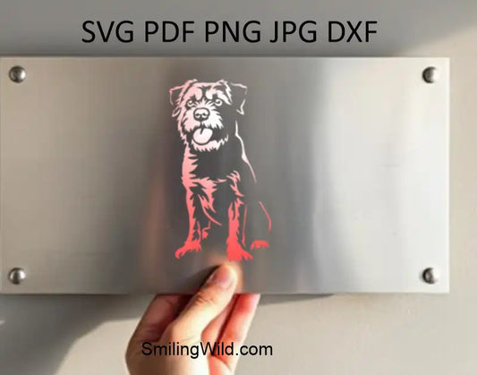 High-resolution Border Terrier dog vector in sitting pose, white silhouette ideal for Cricut and laser cutting crafts like metal design