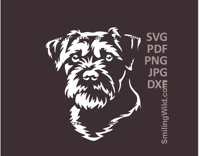 White Border Terrier dog SVG png dxf clipart of head portrait – vector file for Cricut & laser cutting
