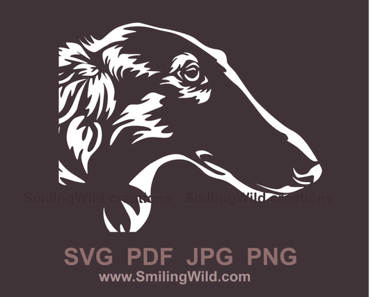Borzoi Hund SVG Gesicht ClipArt Porträt