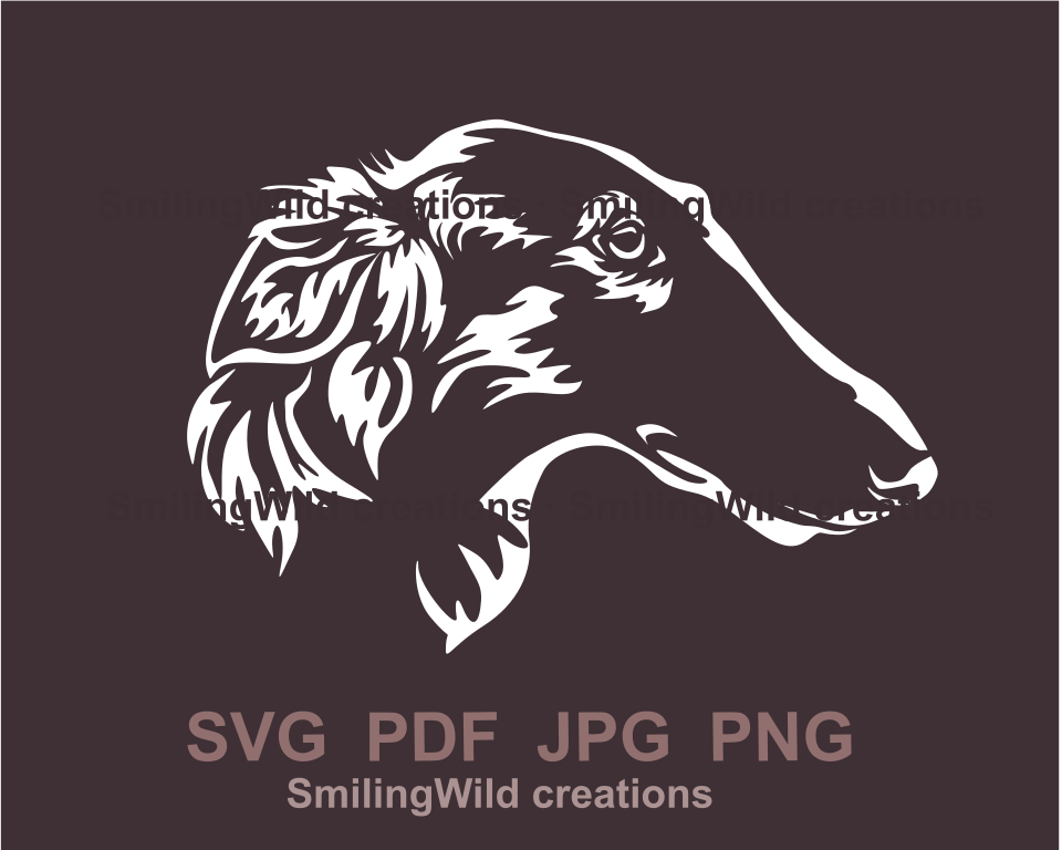 Borzoi Hund SVG Gesicht ClipArt Porträt