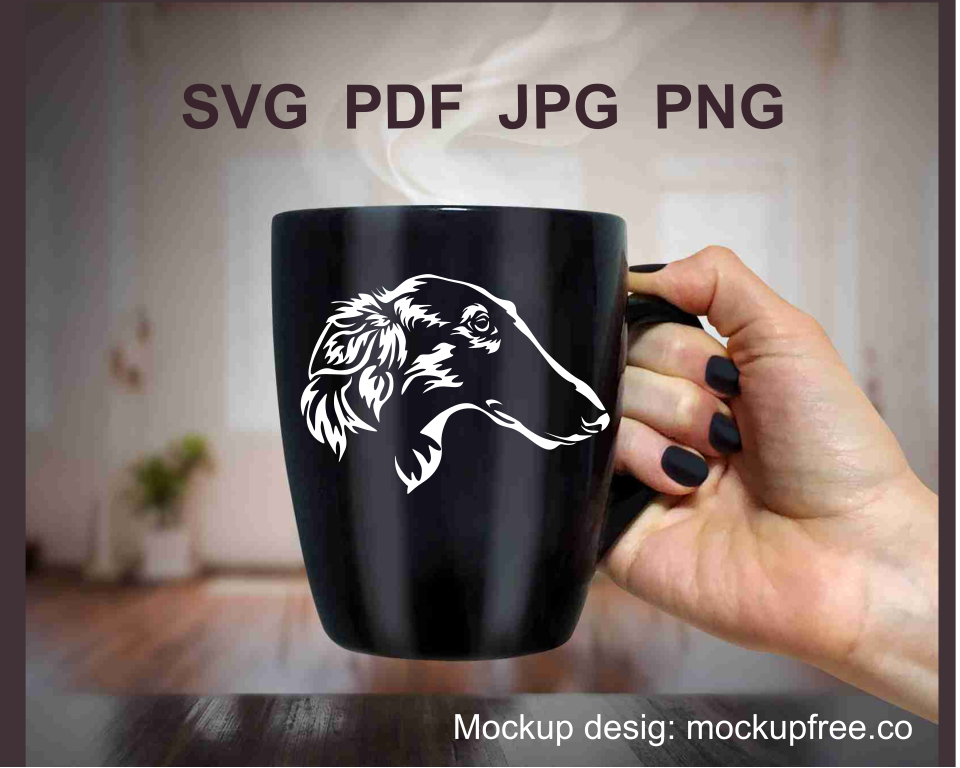 Borzoi Hund SVG Gesicht ClipArt Porträt