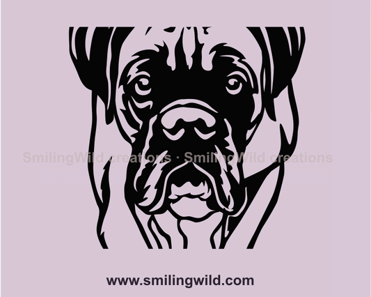 boxer dog vector design face in black color