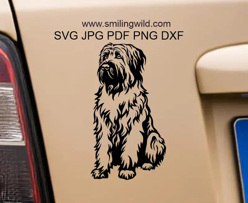 Example of the Briard Dog DXF vector File being used for a precision laser cutting project as a car sticker
