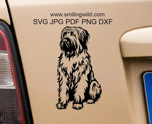 Example of the Briard Dog DXF vector File being used for a precision laser cutting project as a car sticker