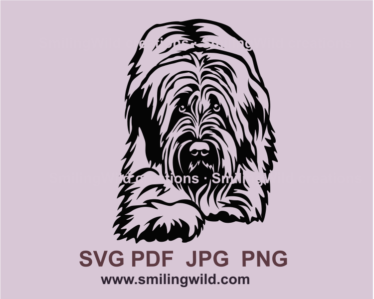walking and peeking briard design for clip art needs
