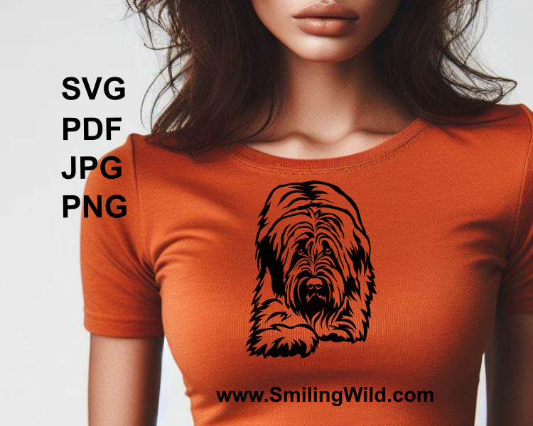 briard digital design printed on t shirt as application