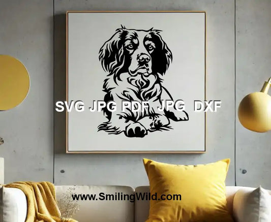 DXF line art of a calm Brittany Spaniel – cuttable file for Silhouette or Glowforge use