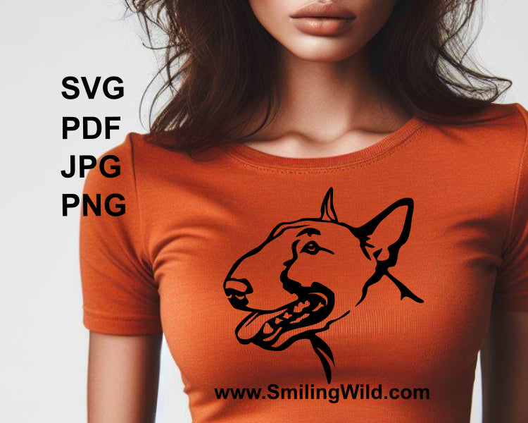 bull terrier vector clip art portrait used as t shirt black application