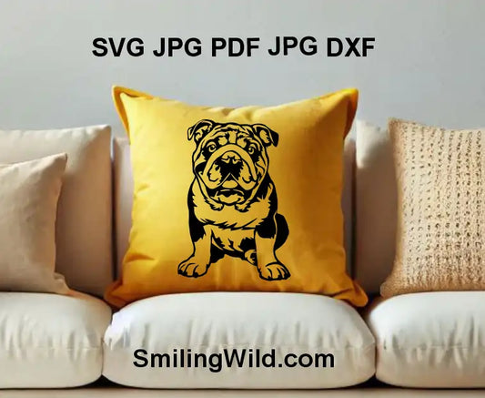 Bulldog vector clipart in black SVG, PNG, and DXF format – ideal for Cricut crafts and laser engraving