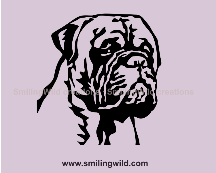 bullmastiff face portrait made in graphic art style