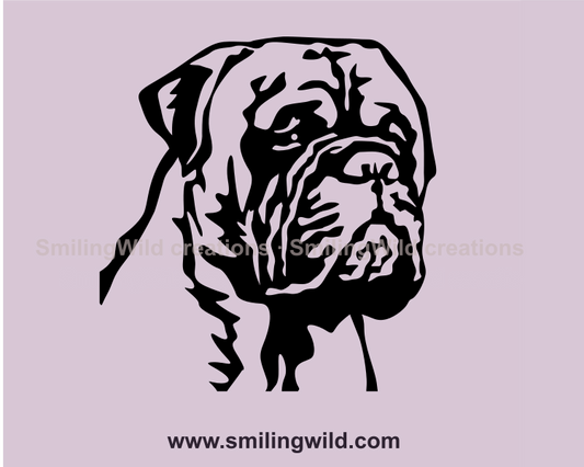 bullmastiff face portrait made in graphic art style