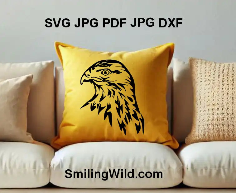 Common Buzzard bird of prey SVG head design in black color for laser cutting and Cricut crafts