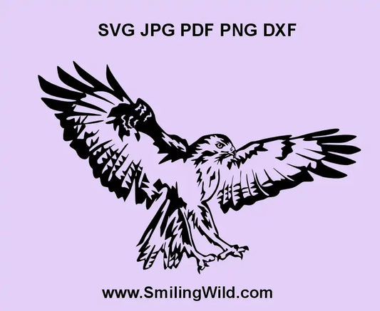 Flying Common Buzzard bird of prey vector for DIY crafts, laser cutting, and Cricut projects