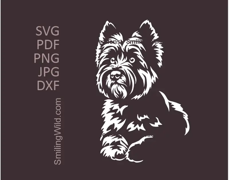 Lying Cairn Terrier white SVG PNG DXF cut file dog vector clipart for Cricut and laser cutting