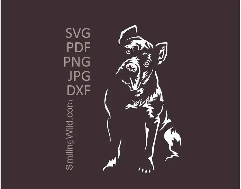 Full body, Sitting Cane Corso white SVG PNG DXF dog clipart vector file for Cricut and laser cutting projects