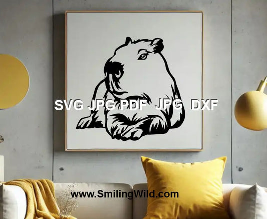 DXF vector of a calm lying Capybara for Glowforge, Silhouette, and xTool projects