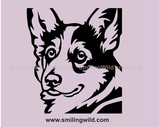 cardigan corgi close up portrait in v ector art style