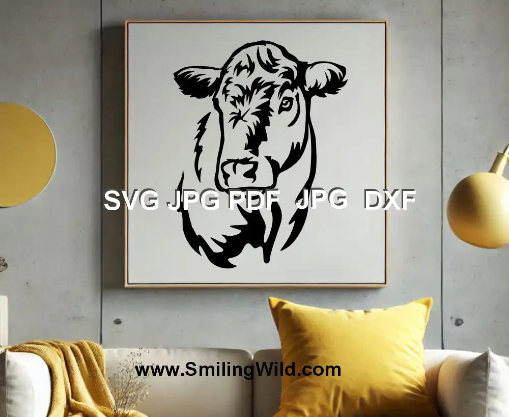 Bull head vector DXF file for Glowforge engraving and Silhouette projects