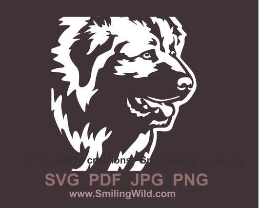 Caucasian shepherd face white cuttable graphic