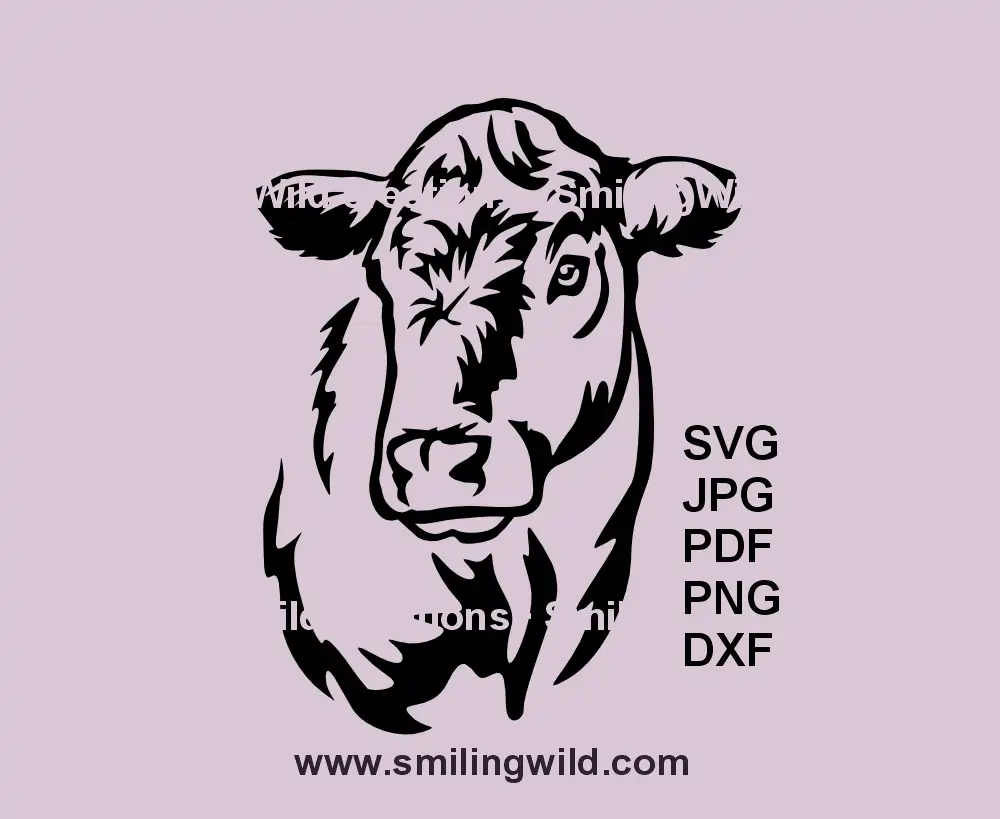 Charbray steer SVG black cattle clipart for Cricut and laser cutting