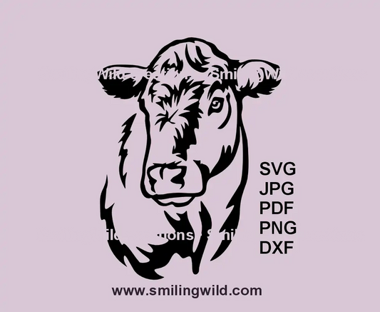 Charbray steer SVG black cattle clipart for Cricut and laser cutting
