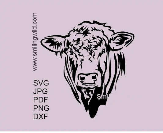 Charolais bull Head SVG PNG DXF vector clipart portarit for Cricut projects and digital crafting