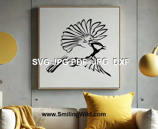DXF of a flying tit bird for Glowforge engraving and Silhouette cutting