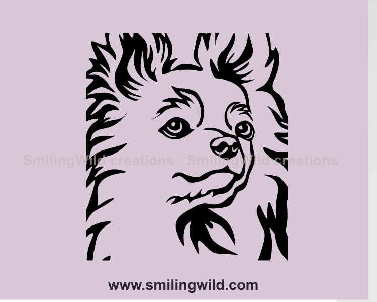 chihuahua clip art portrait in black line art