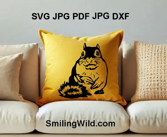 PNG file of sitting chipmunk vector graphic in black color for Cricut and vinyl decals