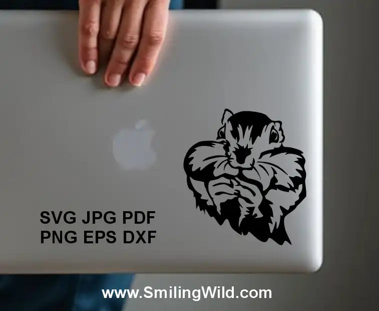 chipmunk svg and dxf laptop decal design graphic image for vinyl cutting and wildlife crafts