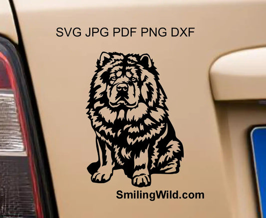 Chow Chow dog vector art in SVG PNG DXF files for laser cutting preview image
