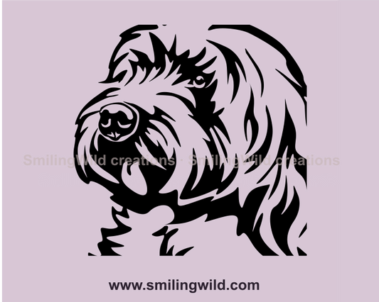 cockapoo face in ablack line graphic art