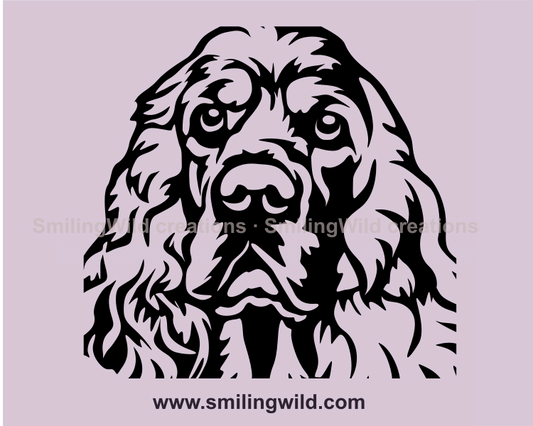 english cocker spaniel face close up in cuttable art
