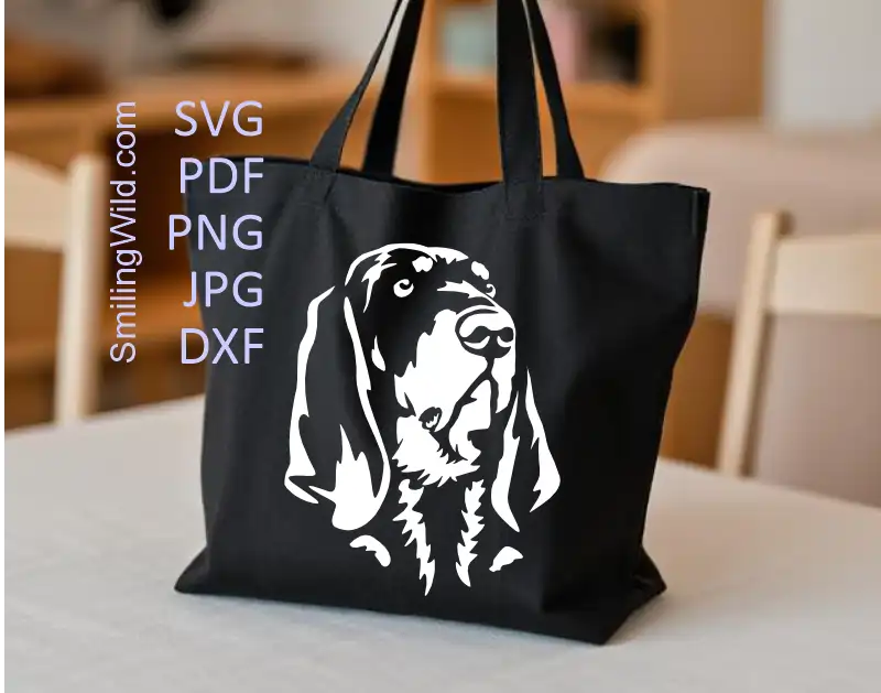 PNG and DXF files included with the Dog White Vector designe file set, showing format suitability for cutting and engraving on Cricut or laser.