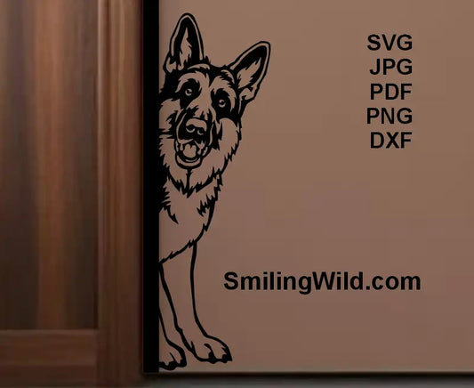 German sehpherd black wall art cuttable dxf design black dog clipart for Cricut and Glowforge wall art projects