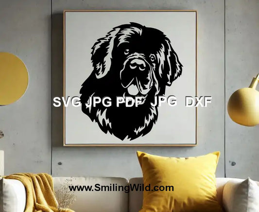Detailed Newfoundland corner clipart – dog black vector for Cricut crafts
